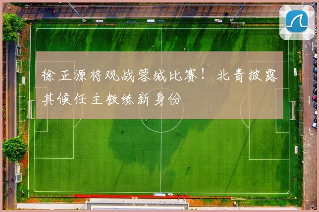 徐正源将观战蓉城比赛！北青披露其候任主教练新身份
